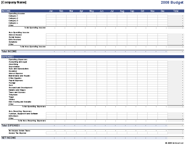 annual business budget template excel sample