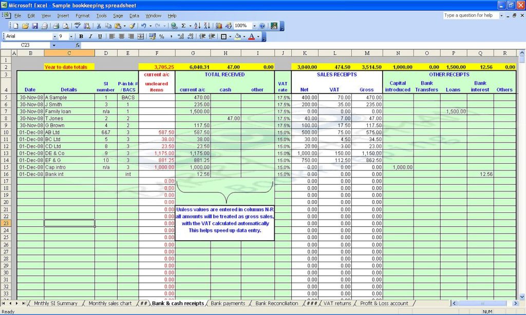 excel accounting formulas spreadsheet sample