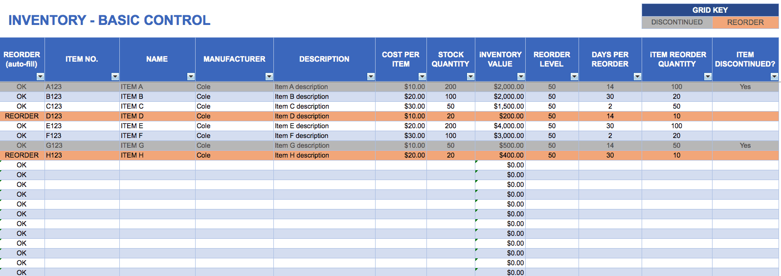 excel inventory template with formulas