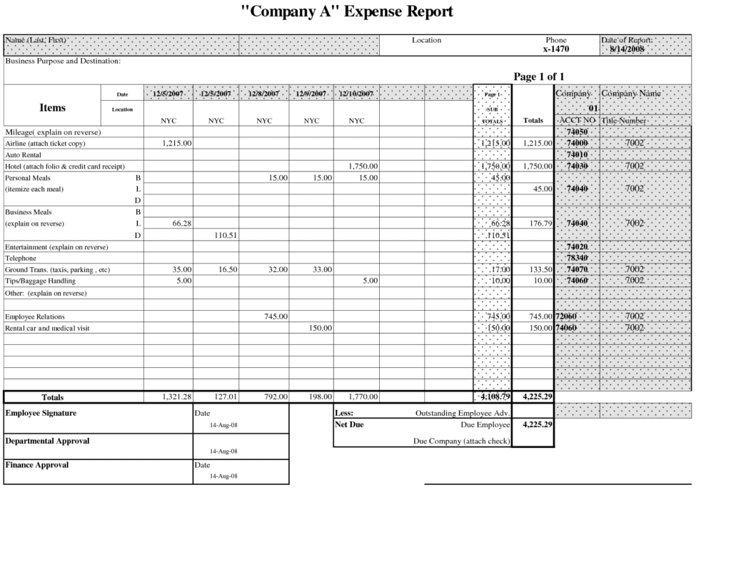 excel spreadsheet for business expenses sample 2