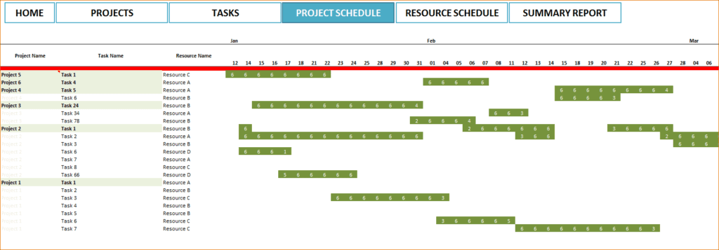 project schedule template excel sample