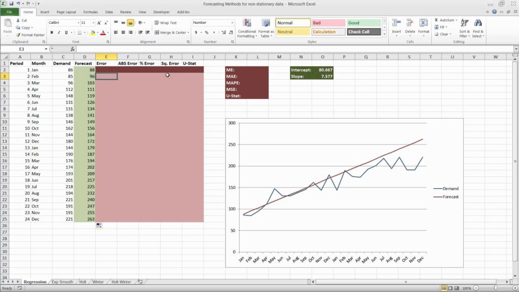time series forecasting in excel 2017