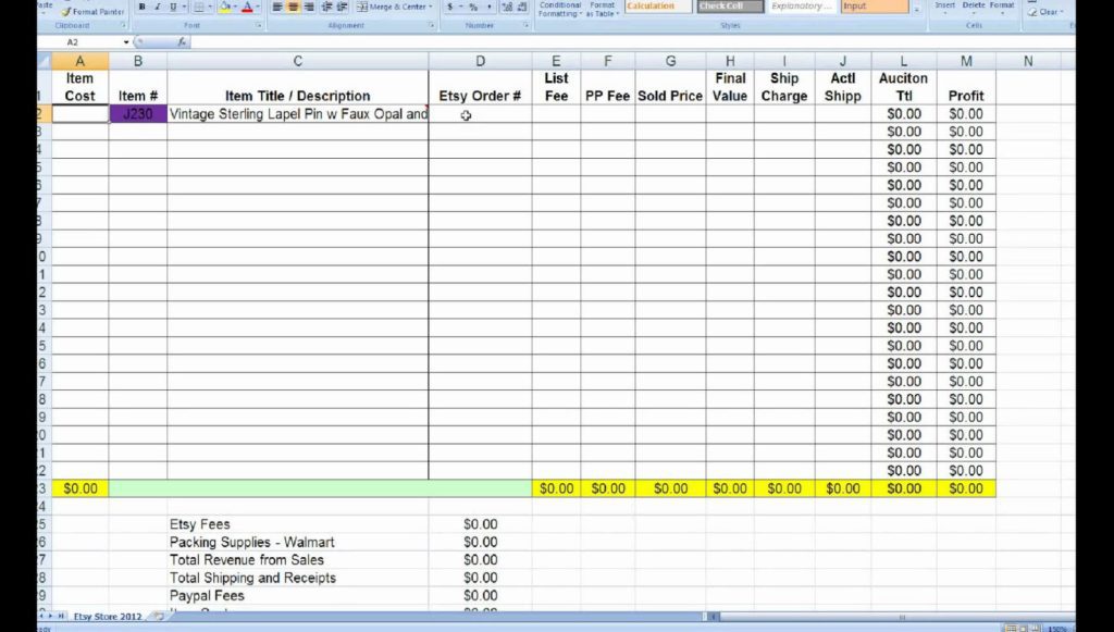 trading and profit and loss account format excel