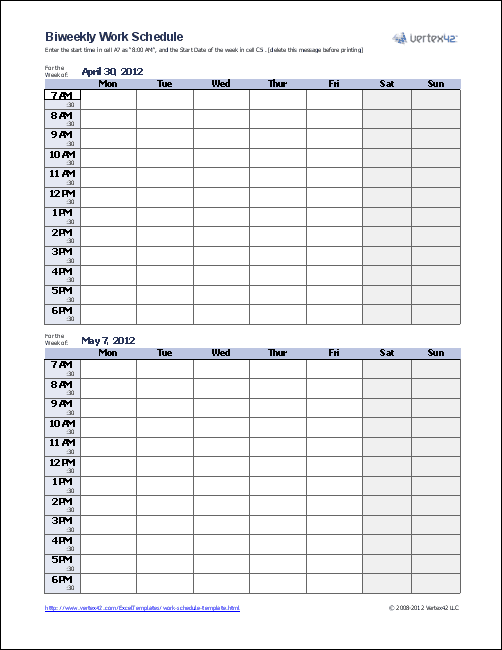 weekly schedule template pdf