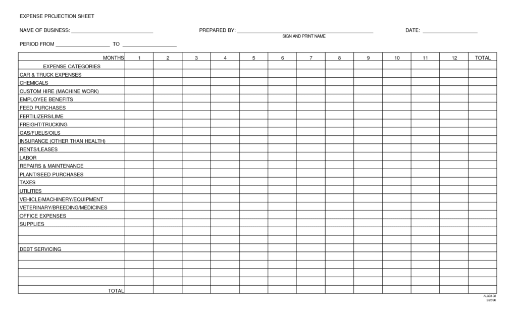 blank spreadsheet to print sample