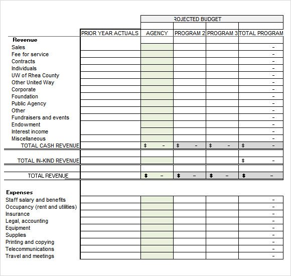 budget forms to print sample