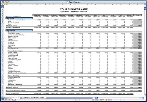 business plan template excel sample 1