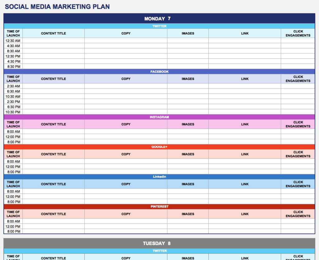 digital marketing plan template excel sample