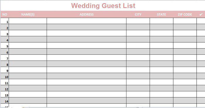 excel party guest list sample
