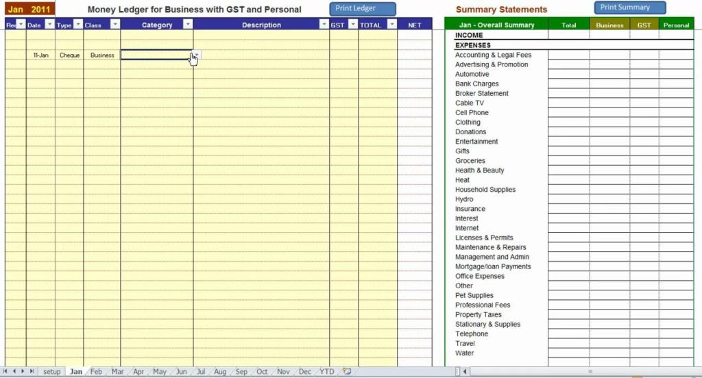 excel spreadsheet for business expenses sample