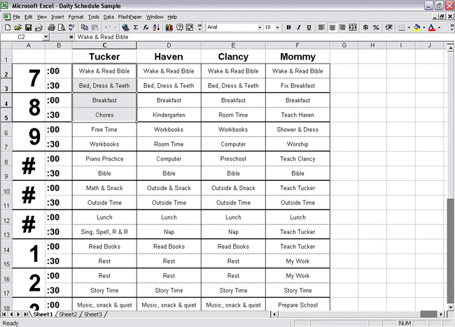 excel spreadsheet template for daily schedule sample 3