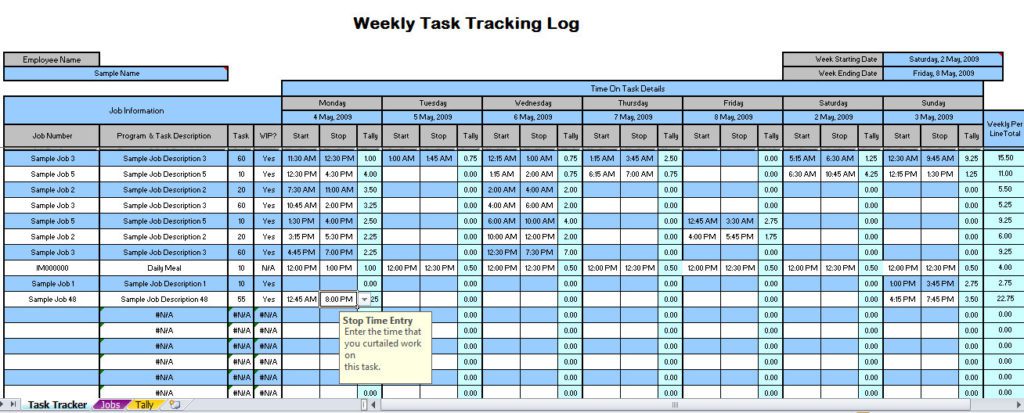 excel task tracker template