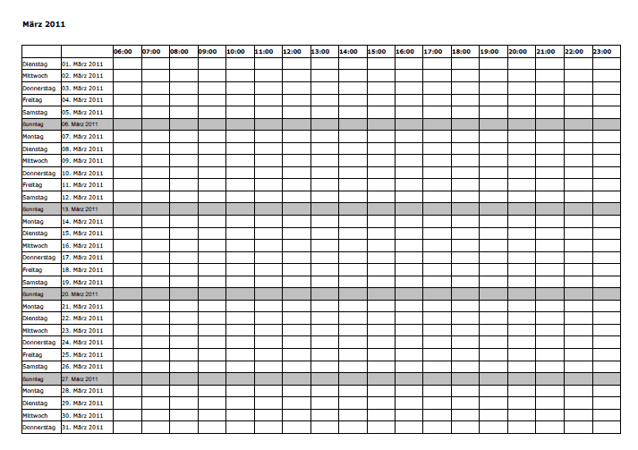 free work schedule marker sample
