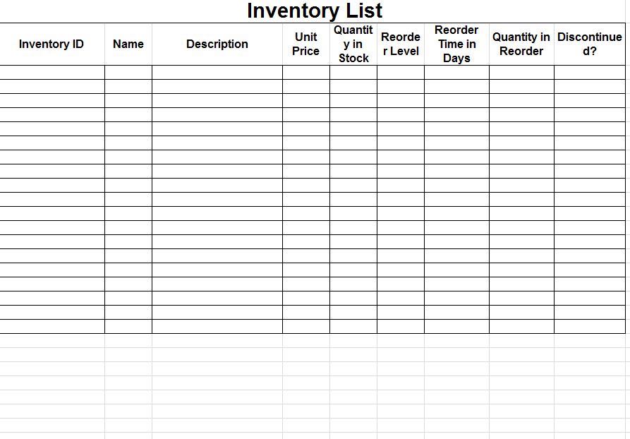 how to make stock inventory in excel sample 1