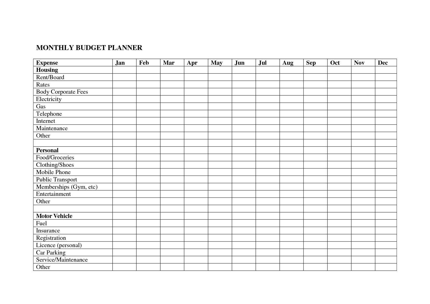 monthly household budget template 1