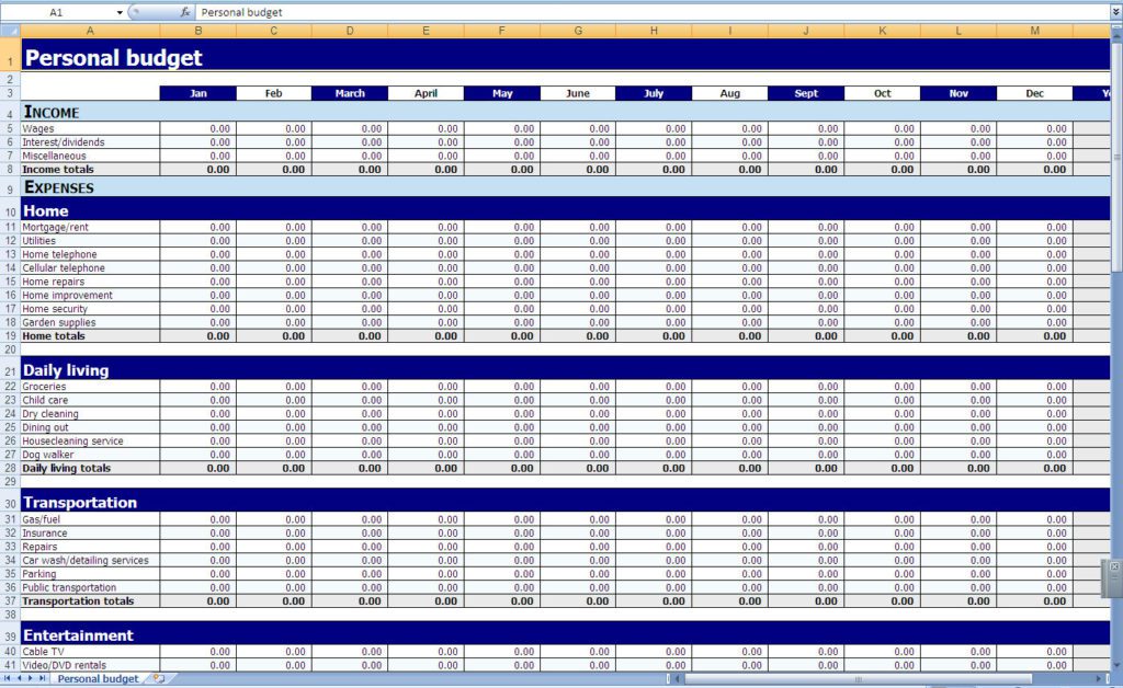 printable monthly budget template 3