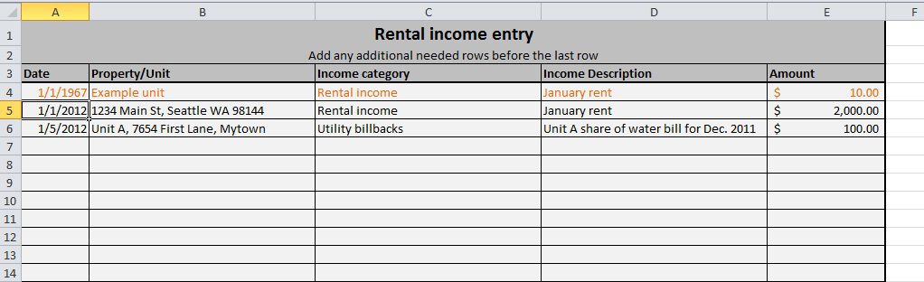 rental income and expense worksheet sample
