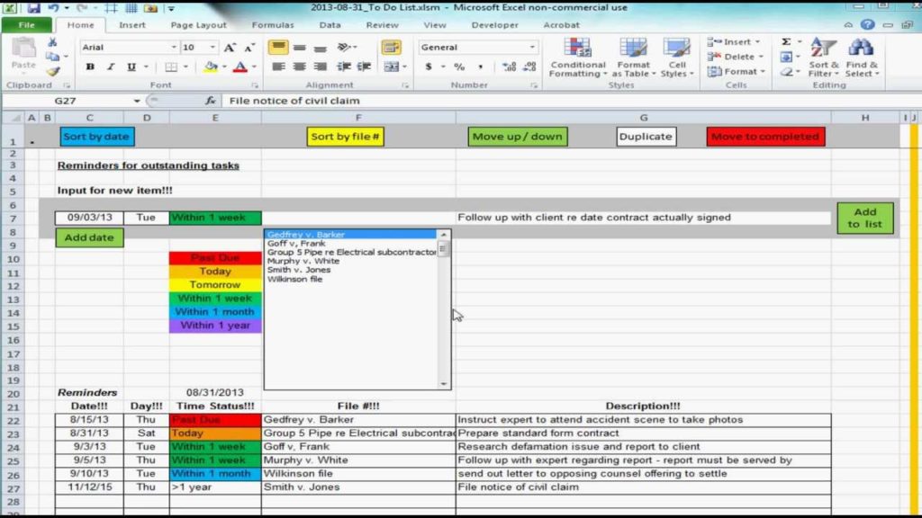 task list template excel spreadsheet sample