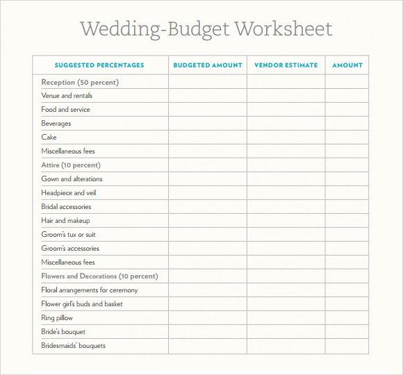 wedding budget estimator sample
