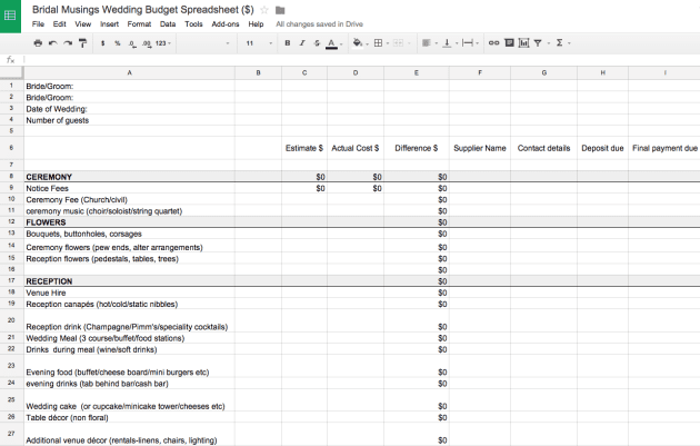 wedding budget spreadsheet uk sample 1