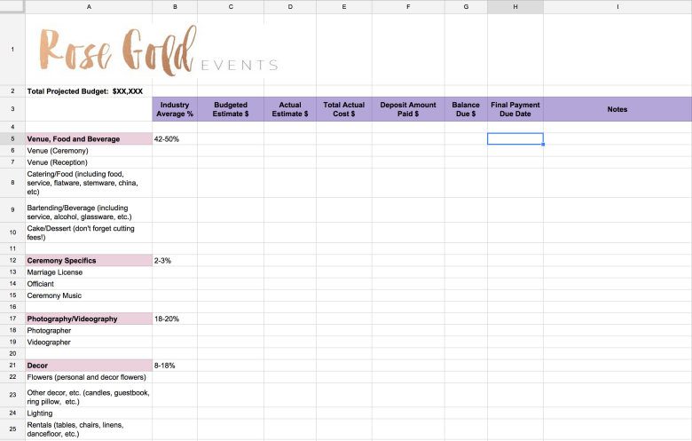 wedding planning checklist excel sample