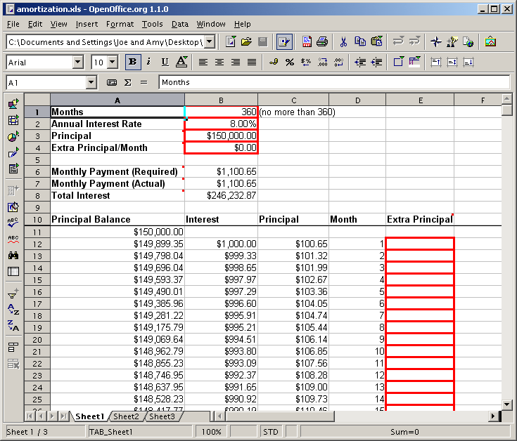 loan amortization schedule calculator sample