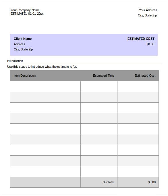 quotation template doc sample