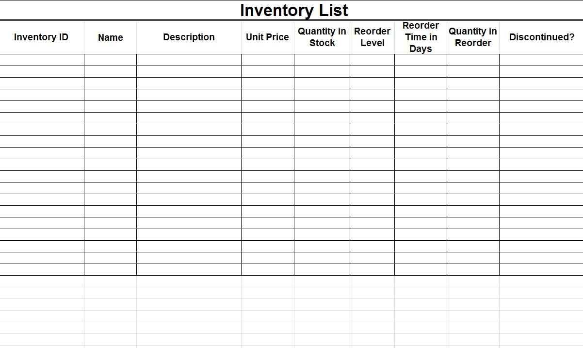 stock inventory excel sample
