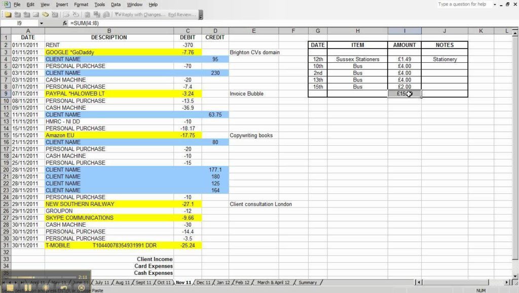 Basic Small Business Accounting Spreadsheet