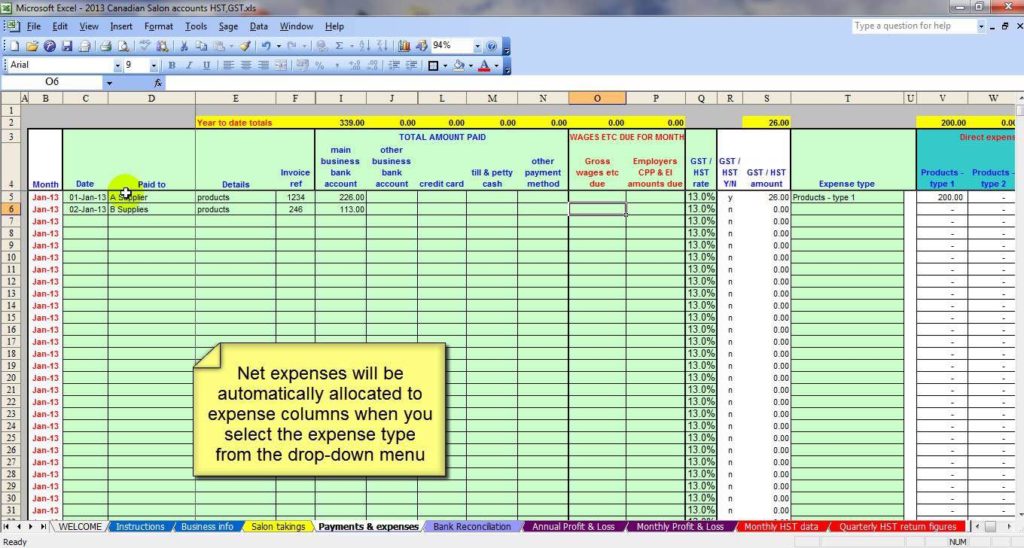 Bookkeeping Templates for Self Employed