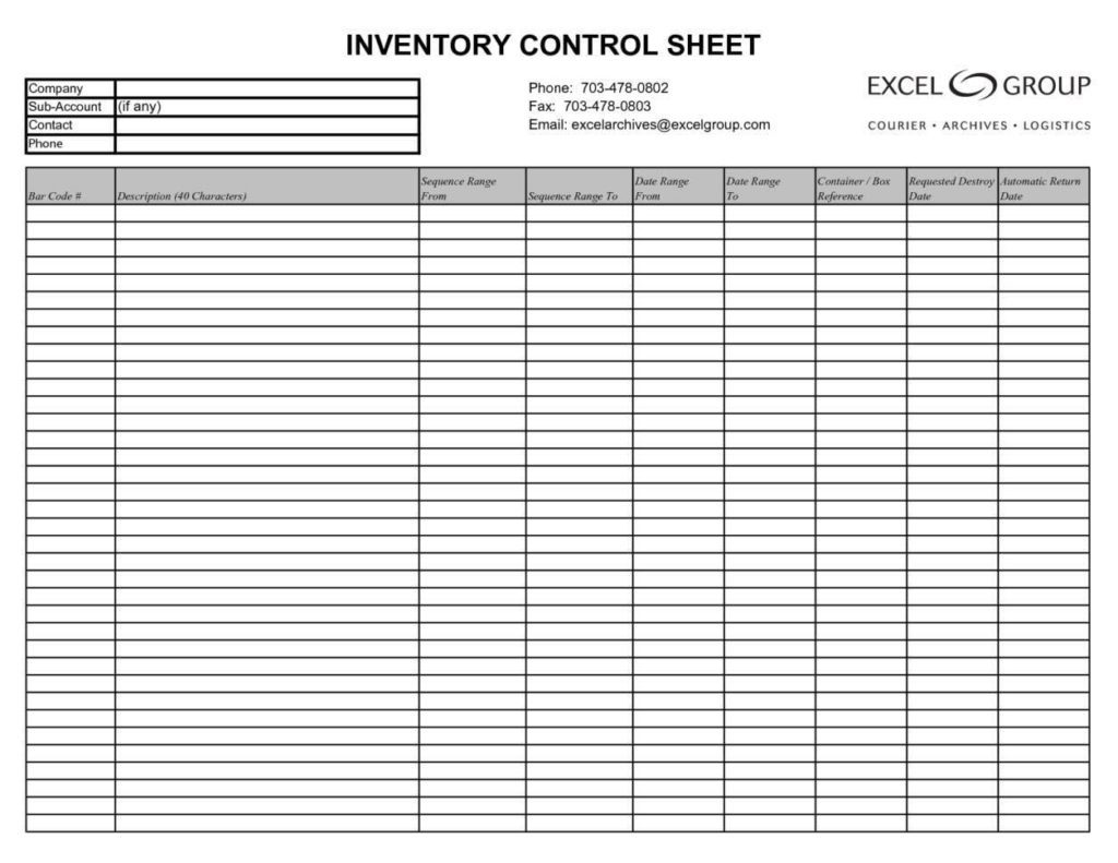 Inventory Control Spreadsheet Excel Software