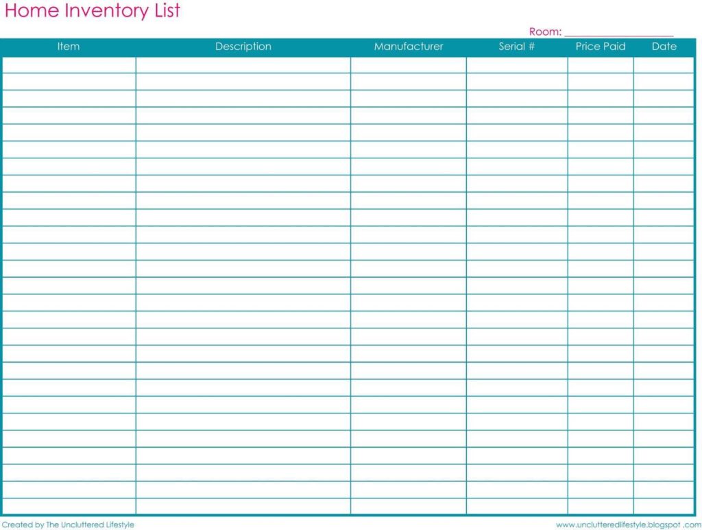 Inventory Control System Excel Spreadsheet