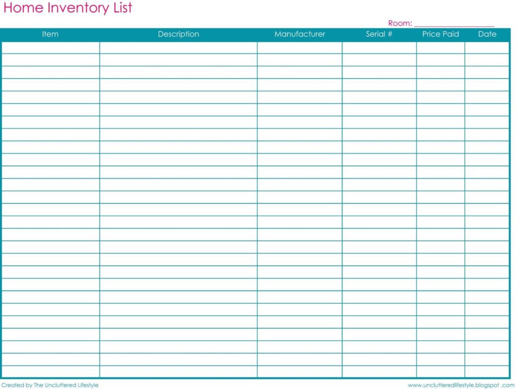 Inventory Tracking Sheet Free