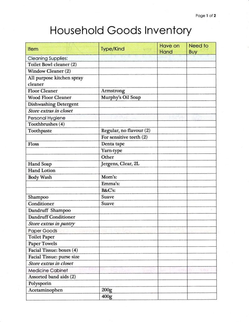 Office Inventory Checklist Template