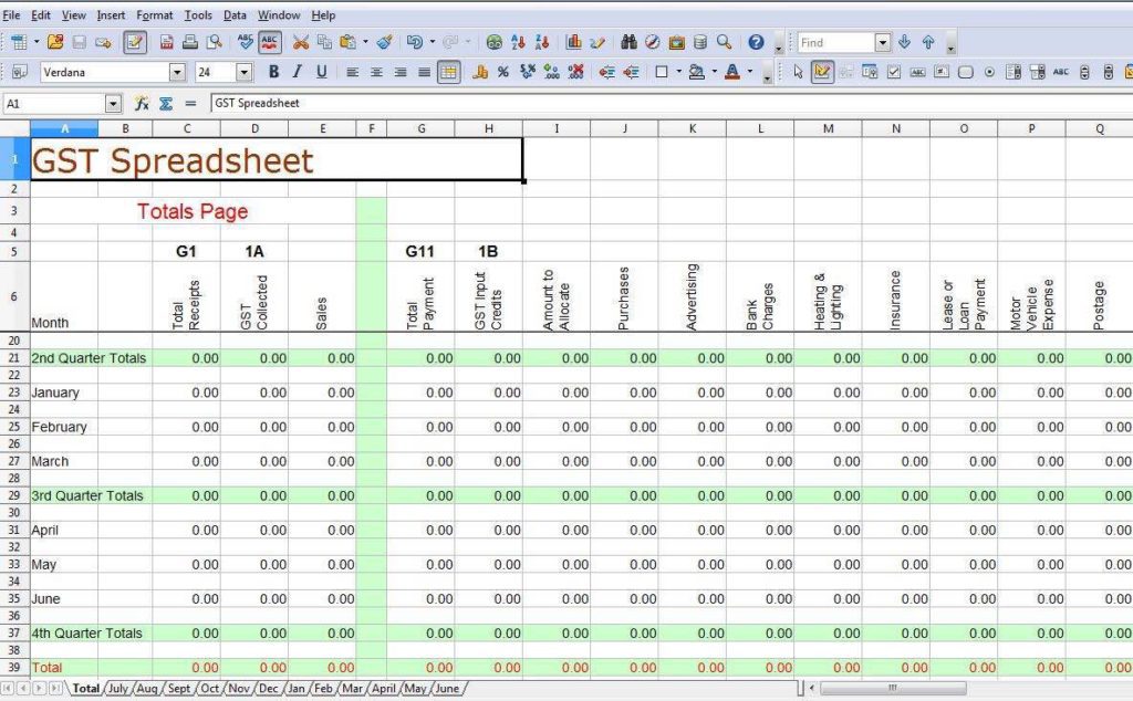 Simple Accounting Spreadsheet for Small Business 1