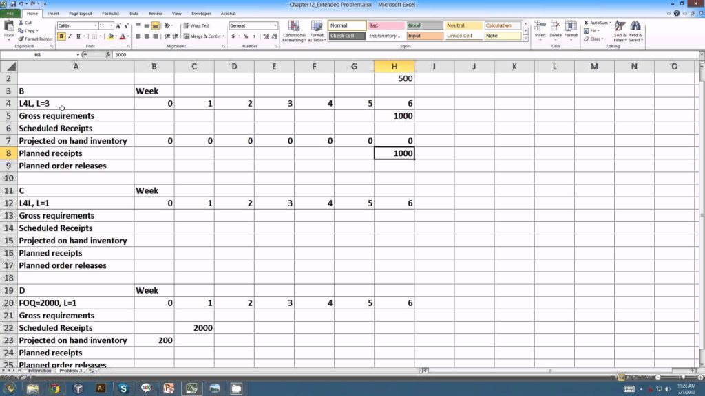 simple resource management spreadsheet