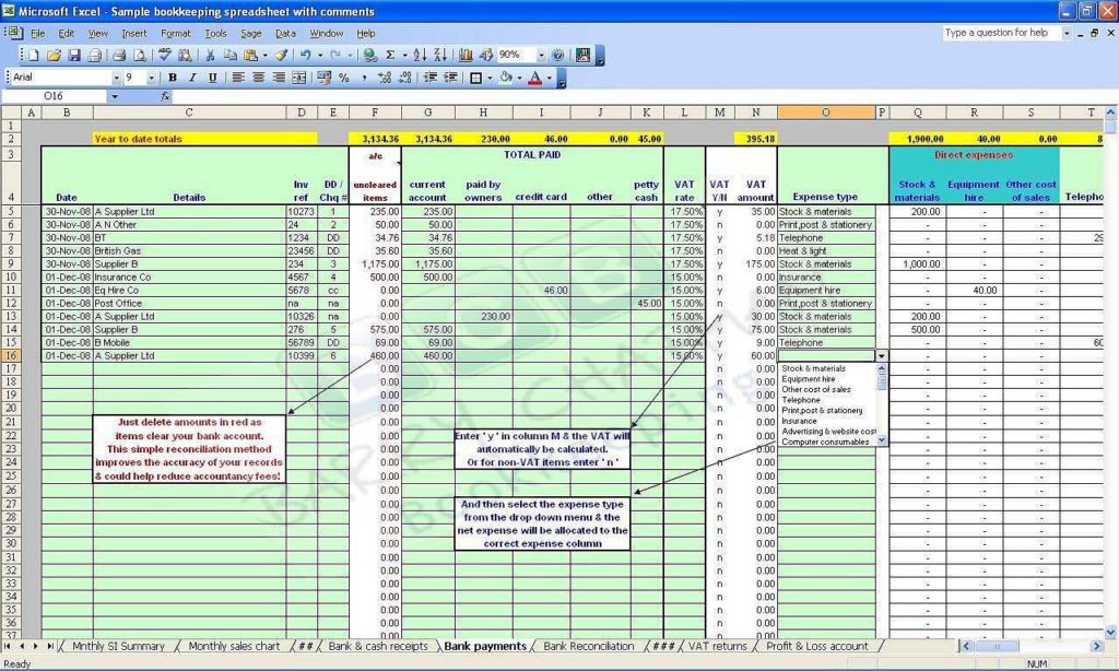 A Simple Accounting Spreadsheet for Microsoft Excel