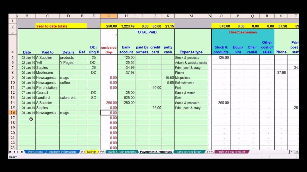 Accounting Spreadsheet for Small Business and Basic Accounting Template for Small Business