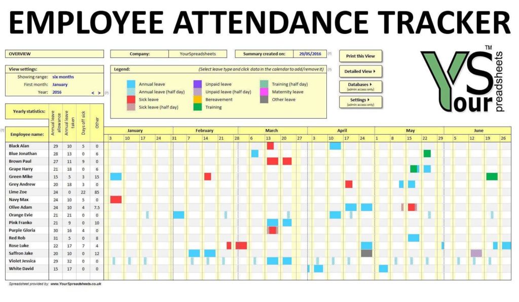 Employee Attendance Sheet with OT Calculation and Employee Attendance Sheet in Excel Software