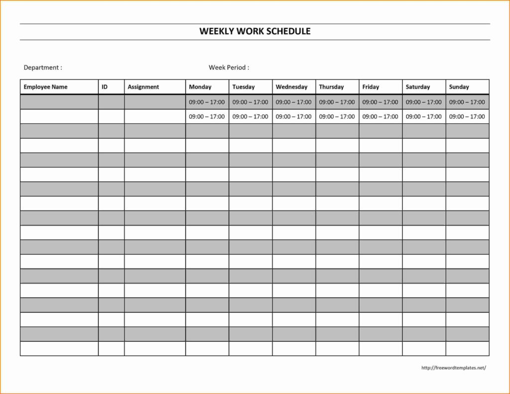 Employee Shift Schedule Template Excel and Employee Schedule Spreadsheet Template