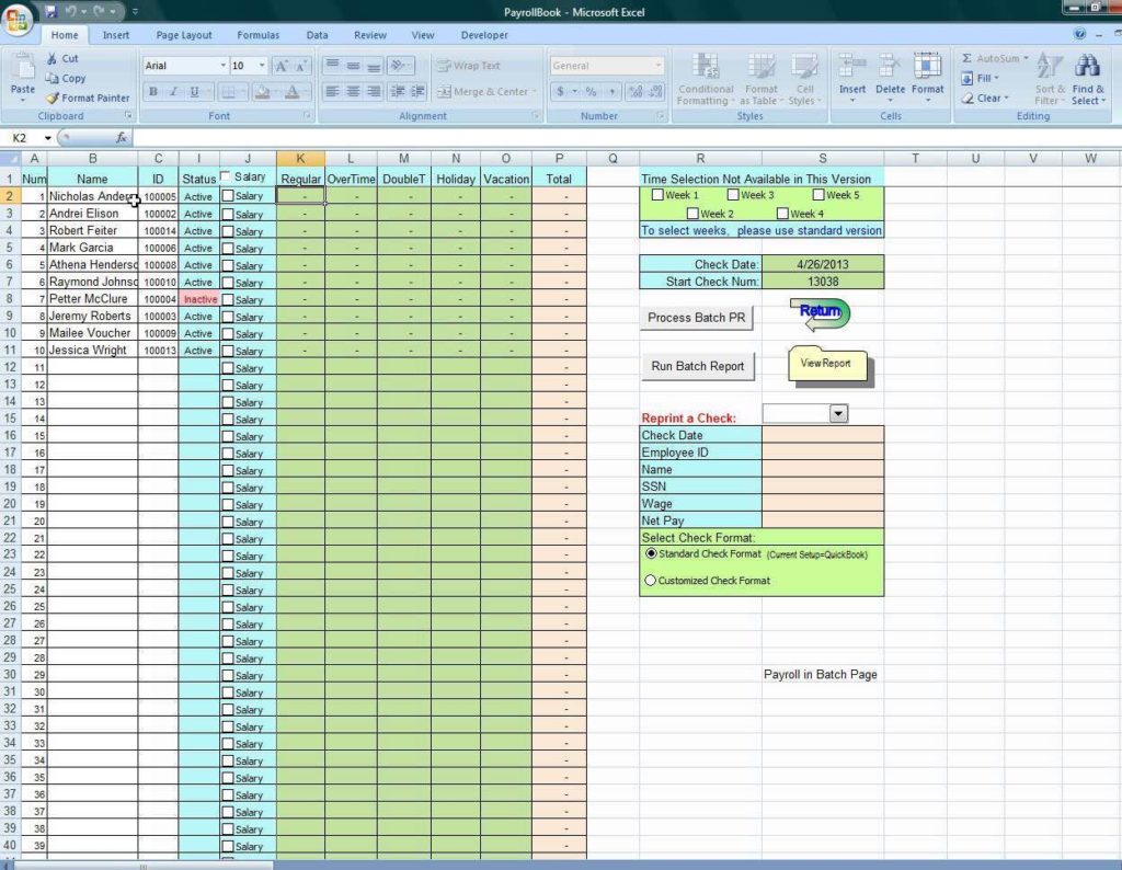 Excel Worksheet Payroll Calculations and Sample Excel Sheet for Payroll