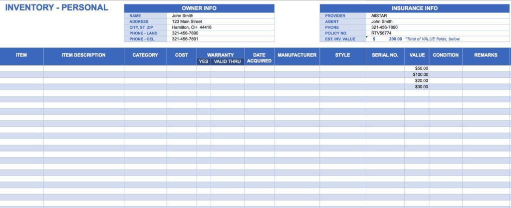 Free Tool Inventory Spreadsheet and Hand Tool Inventory Sheet