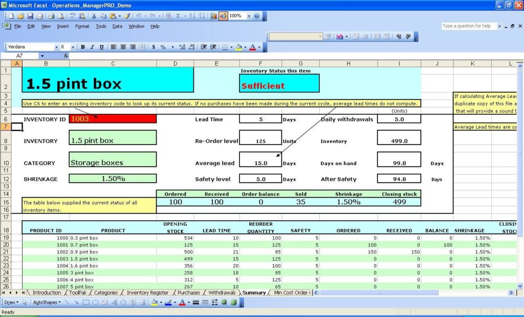 Inventory and Sales Manager Excel Template