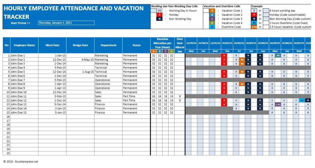 Paid Time Off Tracking Excel Spreadsheet and Paid Time Off Spreadsheet Template