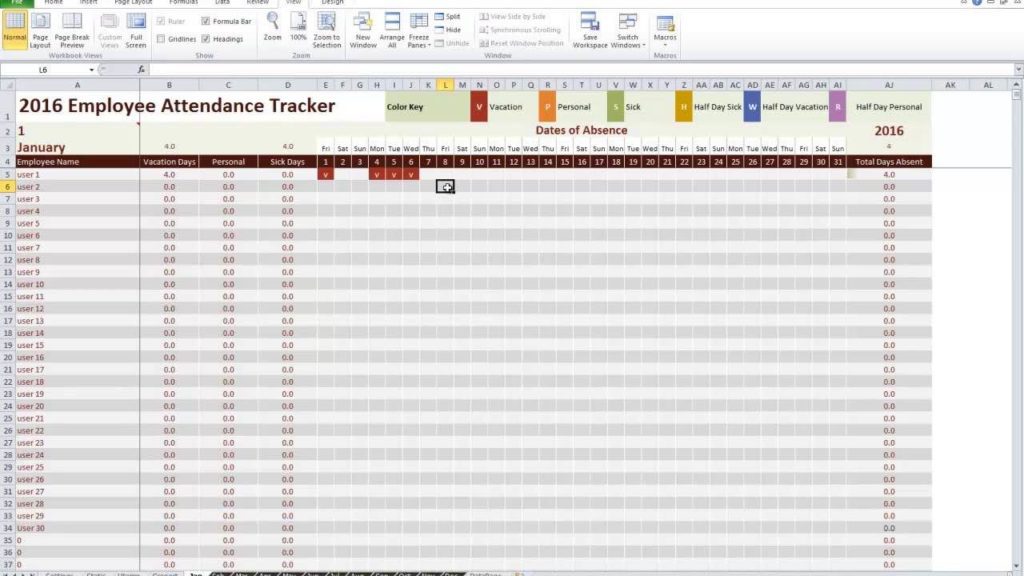 Personal Time Off Tracking Spreadsheet and Microsoft Excel Time Tracker Template