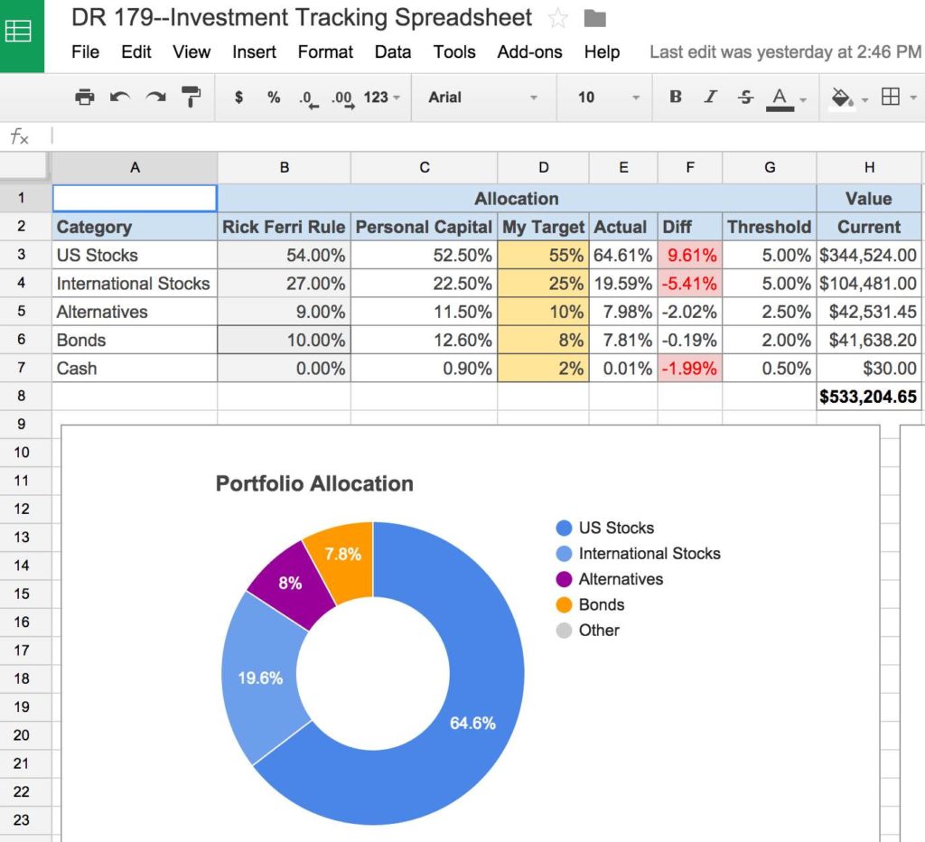 Stock Investment Tracking Spreadsheet Excel