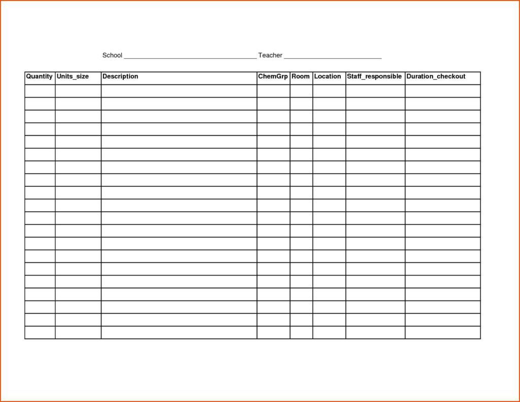 Tool Inventory Spreadsheet Excel and Tool Checklist Template