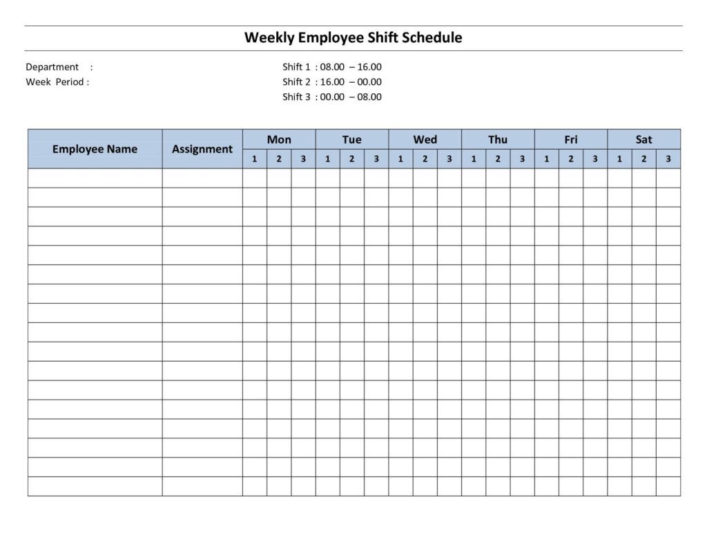 Weekly Employee Shift Schedule Template and Employee Shift Schedule Spreadsheet