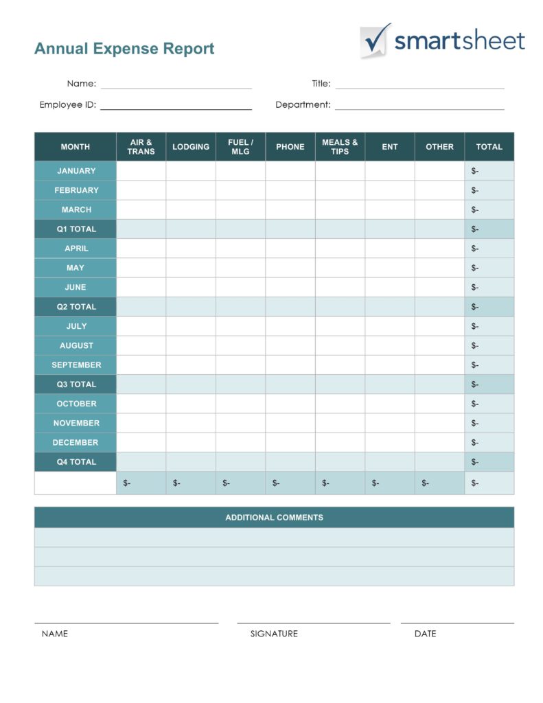 Expense Report Spreadsheet Free and Printable Expense Report