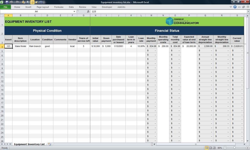 IT Equipment Tracking Spreadsheet and Asset List Template Excel